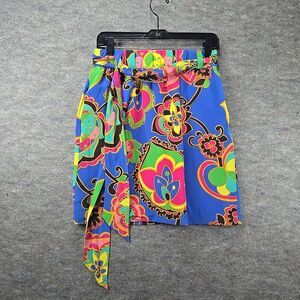Lilly Pulitzer Anamaria 100% Silk Skirt Tailored Straight Pockets Belt Sz Small